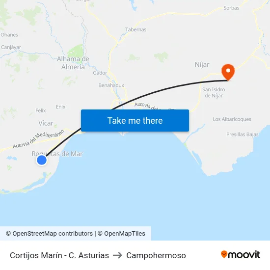 Cortijos Marín - C. Asturias to Campohermoso map