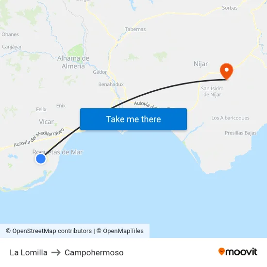 La Lomilla to Campohermoso map