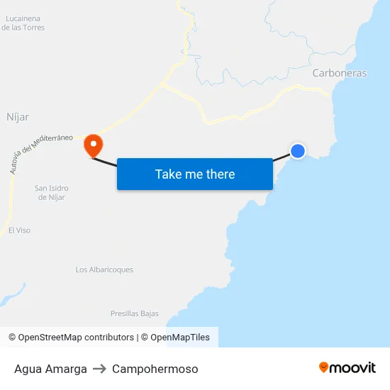 Agua Amarga to Campohermoso map