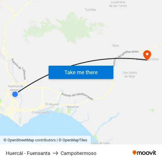 Huercál - Fuensanta to Campohermoso map