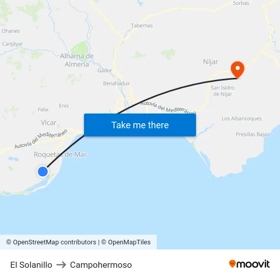 El Solanillo to Campohermoso map