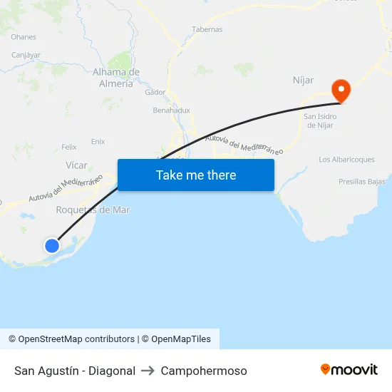 San Agustín - Diagonal to Campohermoso map