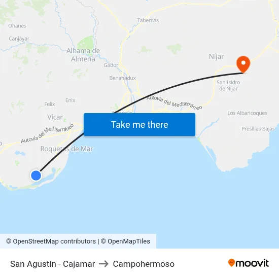 San Agustín - Cajamar to Campohermoso map