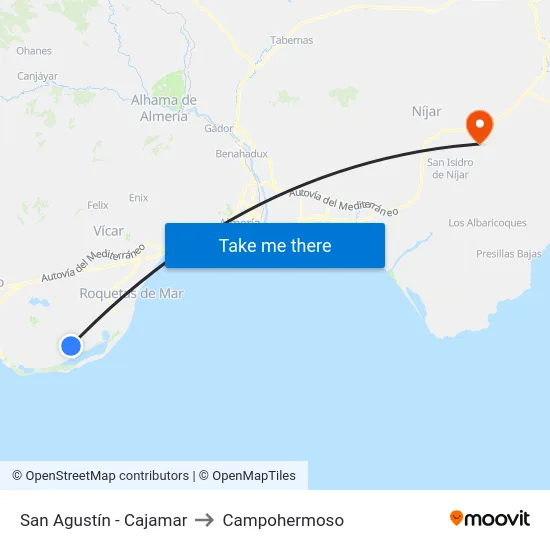 San Agustín - Cajamar to Campohermoso map