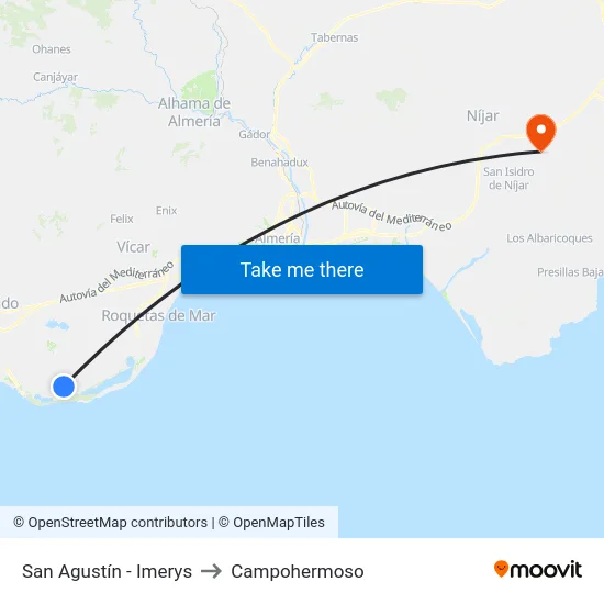 San Agustín - Imerys to Campohermoso map