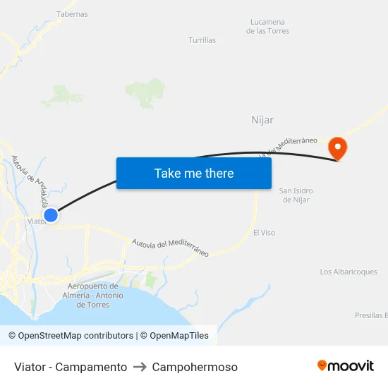 Viator - Campamento to Campohermoso map