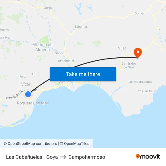 Las Cabañuelas - Goya to Campohermoso map