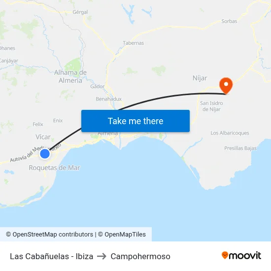 Las Cabañuelas - Ibiza to Campohermoso map