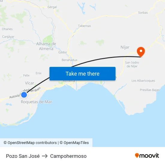 Pozo San José to Campohermoso map