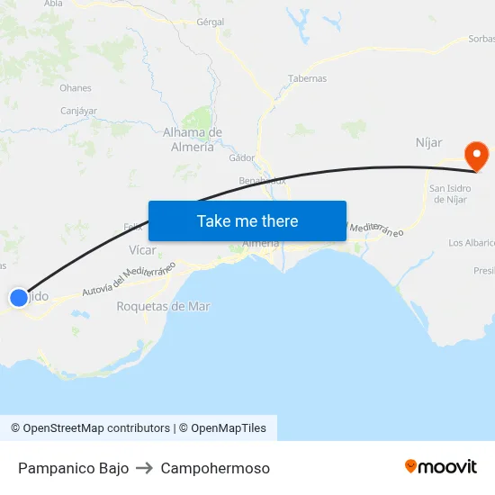 Pampanico Bajo to Campohermoso map