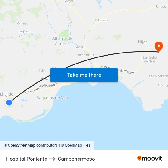 Hospital Poniente to Campohermoso map
