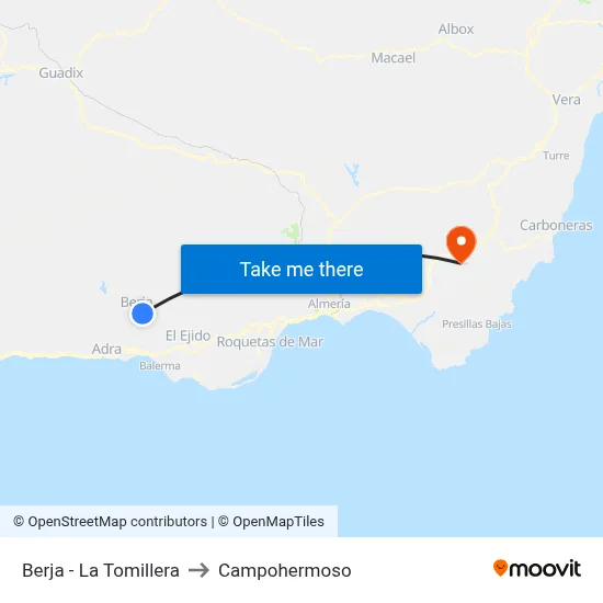 Berja - La Tomillera to Campohermoso map