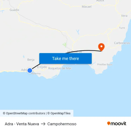 Adra - Venta Nueva to Campohermoso map
