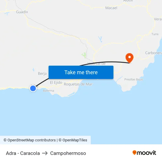 Adra - Caracola to Campohermoso map