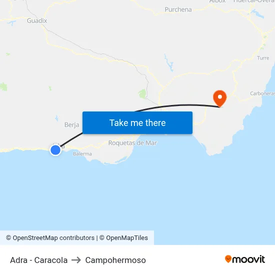 Adra - Caracola to Campohermoso map