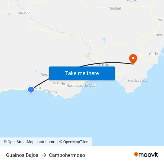 Guainos Bajos to Campohermoso map