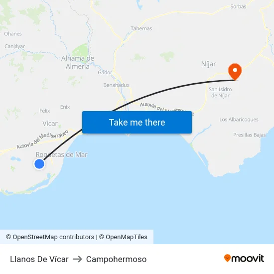 Llanos De Vícar to Campohermoso map