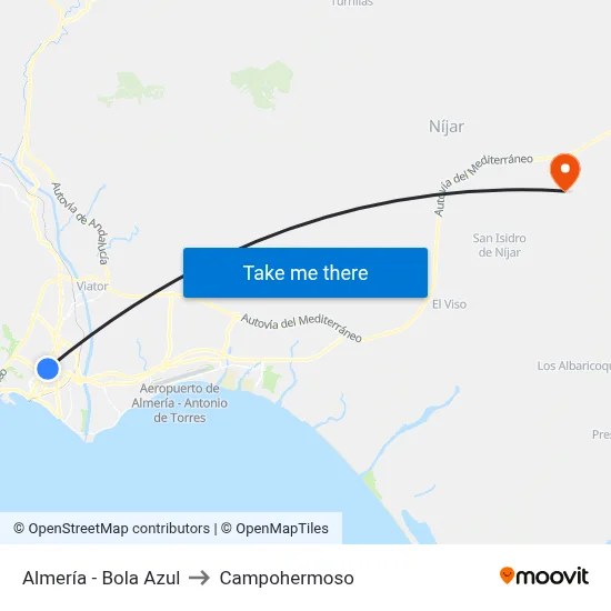 Almería - Bola Azul to Campohermoso map
