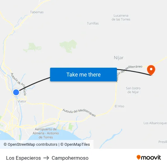 Los Especieros to Campohermoso map