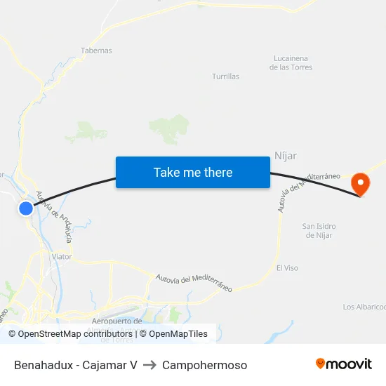 Benahadux - Cajamar V to Campohermoso map