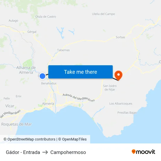 Gádor - Entrada to Campohermoso map