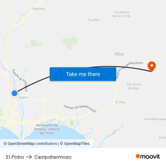 El Potro to Campohermoso map
