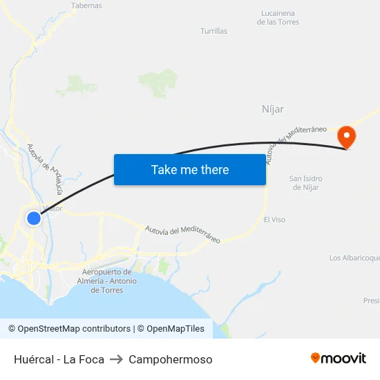Huércal - La Foca to Campohermoso map
