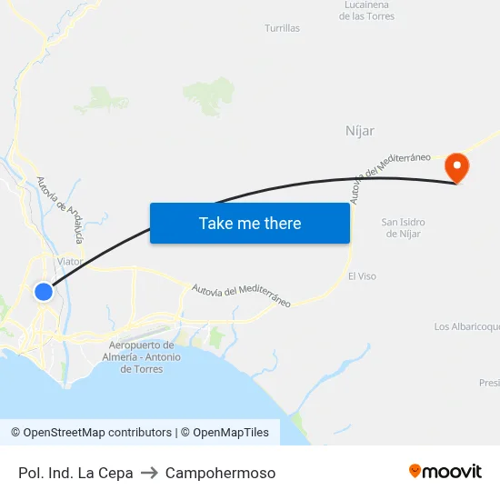 Pol. Ind. La Cepa to Campohermoso map