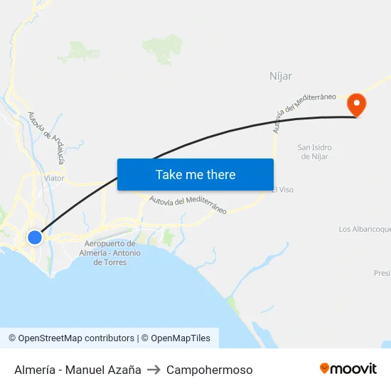 Almería - Manuel Azaña to Campohermoso map