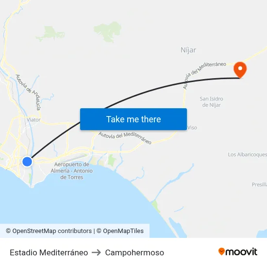 Estadio Mediterráneo to Campohermoso map