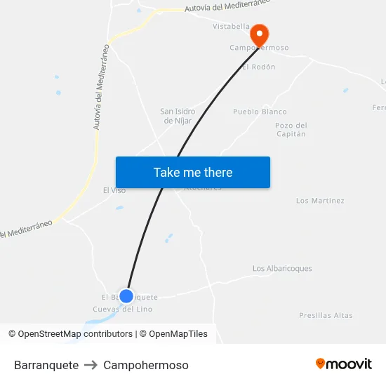 Barranquete to Campohermoso map