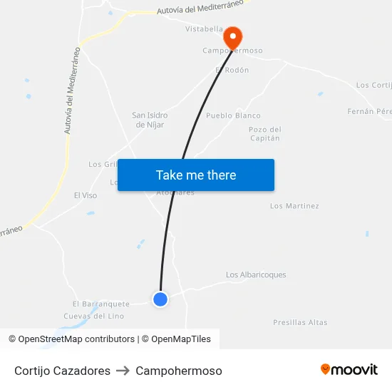 Cortijo Cazadores to Campohermoso map