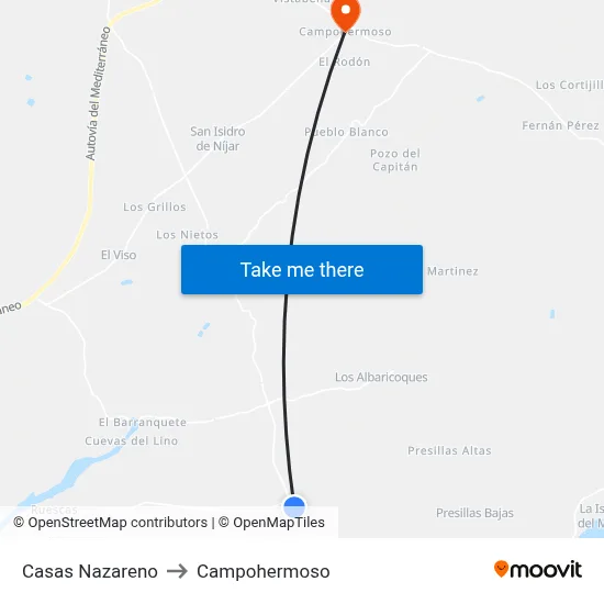 Casas Nazareno to Campohermoso map