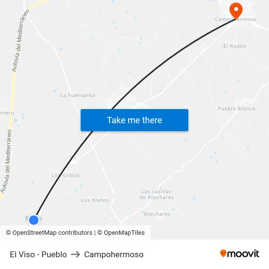 El Viso - Pueblo to Campohermoso map