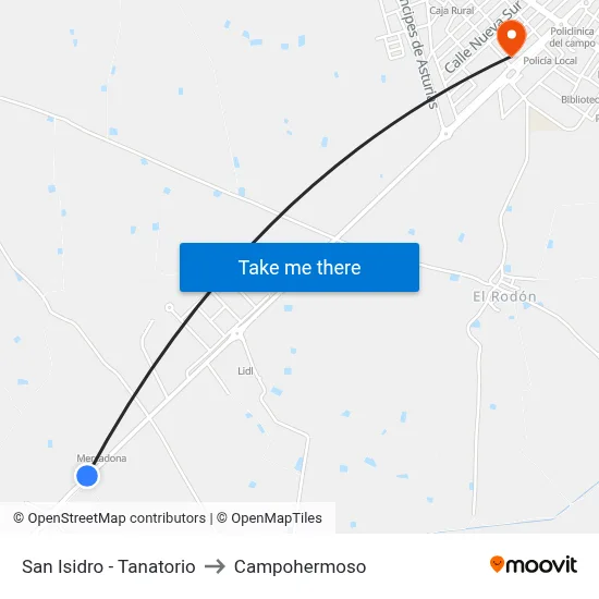San Isidro - Tanatorio to Campohermoso map