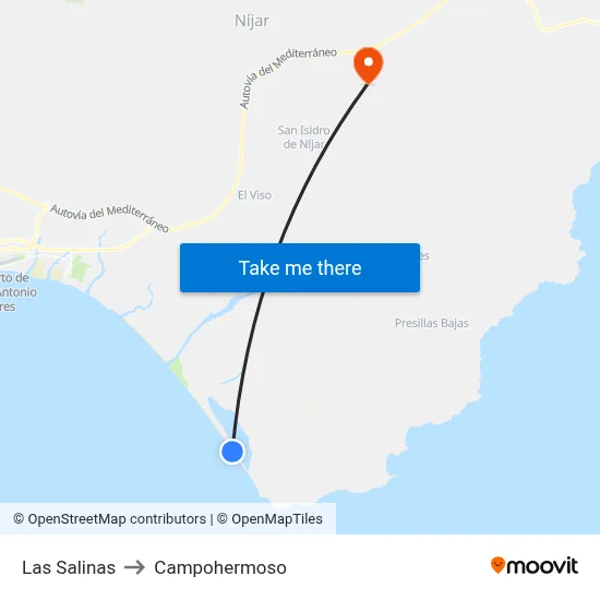Las Salinas to Campohermoso map