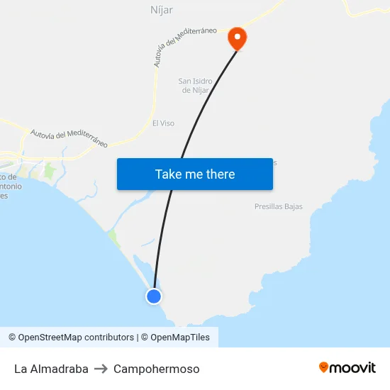 La Almadraba to Campohermoso map