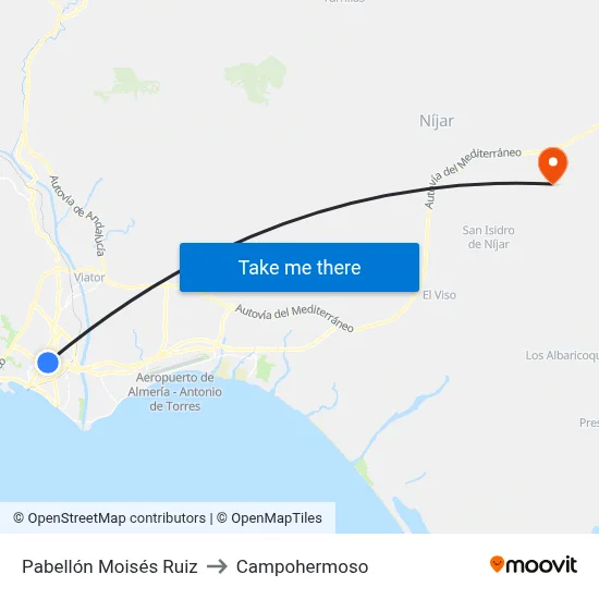 Pabellón Moisés Ruiz to Campohermoso map