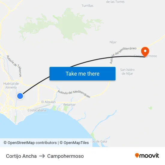 Cortijo Ancha to Campohermoso map