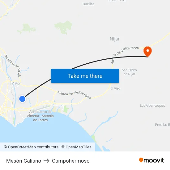 Mesón Galiano to Campohermoso map