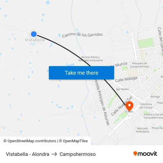 Vistabella - Alondra to Campohermoso map