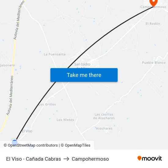 El Viso - Cañada Cabras to Campohermoso map