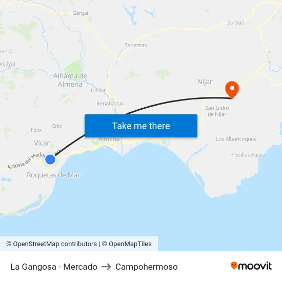 La Gangosa - Mercado to Campohermoso map
