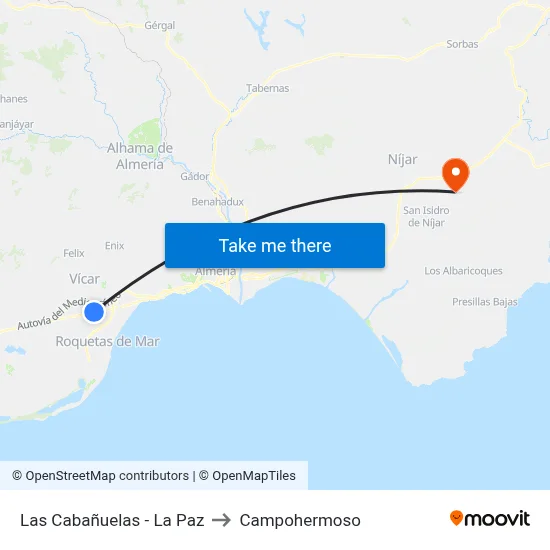 Las Cabañuelas - La Paz to Campohermoso map