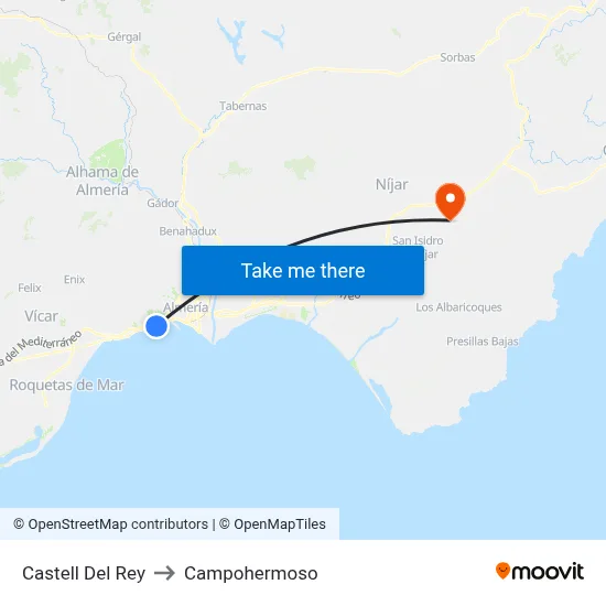Castell Del Rey to Campohermoso map