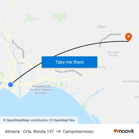Almería - Crta. Ronda 137 to Campohermoso map