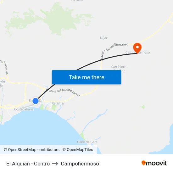 El Alquián - Centro to Campohermoso map