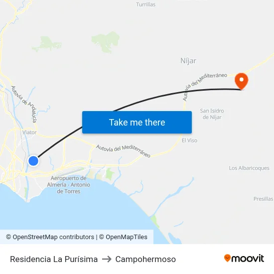 Residencia La Purísima to Campohermoso map