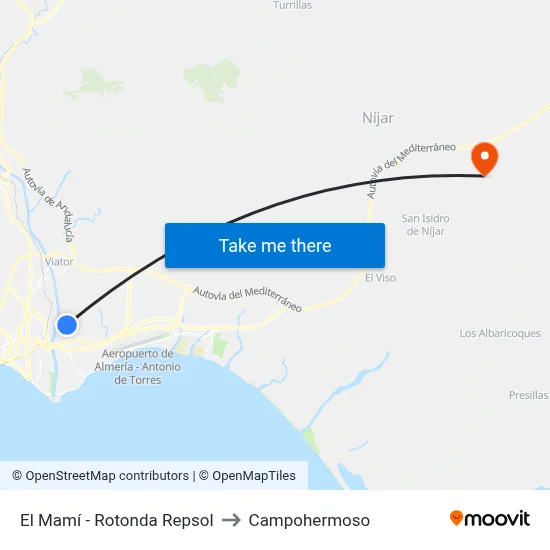 El Mamí - Rotonda Repsol to Campohermoso map