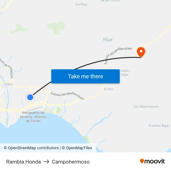 Rambla Honda to Campohermoso map